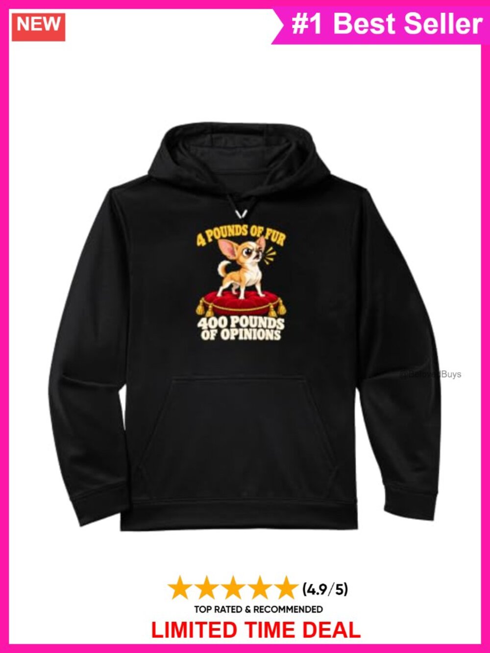 Chihuahua Dog Humor Performance Hoodie Long Sleeve Kangaroo Pocket
